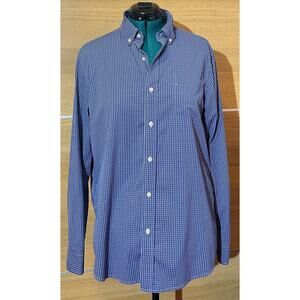 Chaps men's Sz L Performance long sleeve button down shirt - blue/white checked